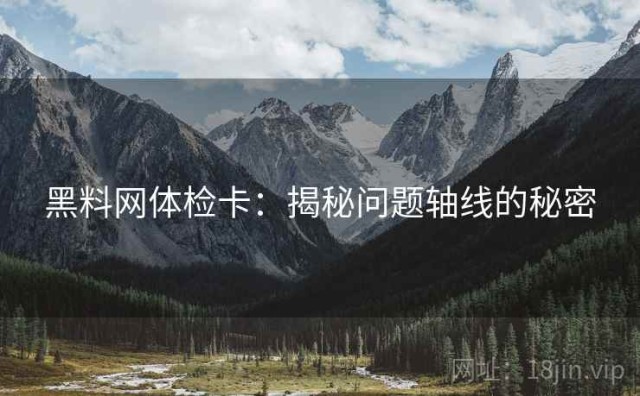 黑料网体检卡：揭秘问题轴线的秘密