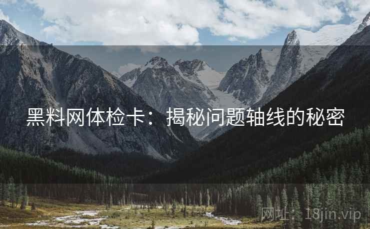 黑料网体检卡：揭秘问题轴线的秘密